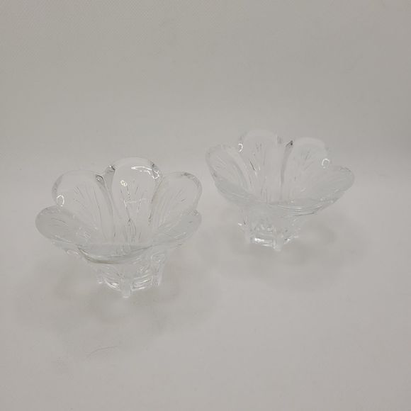 Genuine Lead Crystal d'Arques France Daisy Candlestick Holder Tapers  Set of 2 - Picture 12 of 14